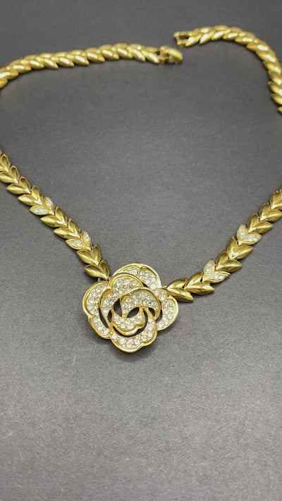 Simple Elegant Faux Gold & Diamanté Collar Necklace by D’Orlan