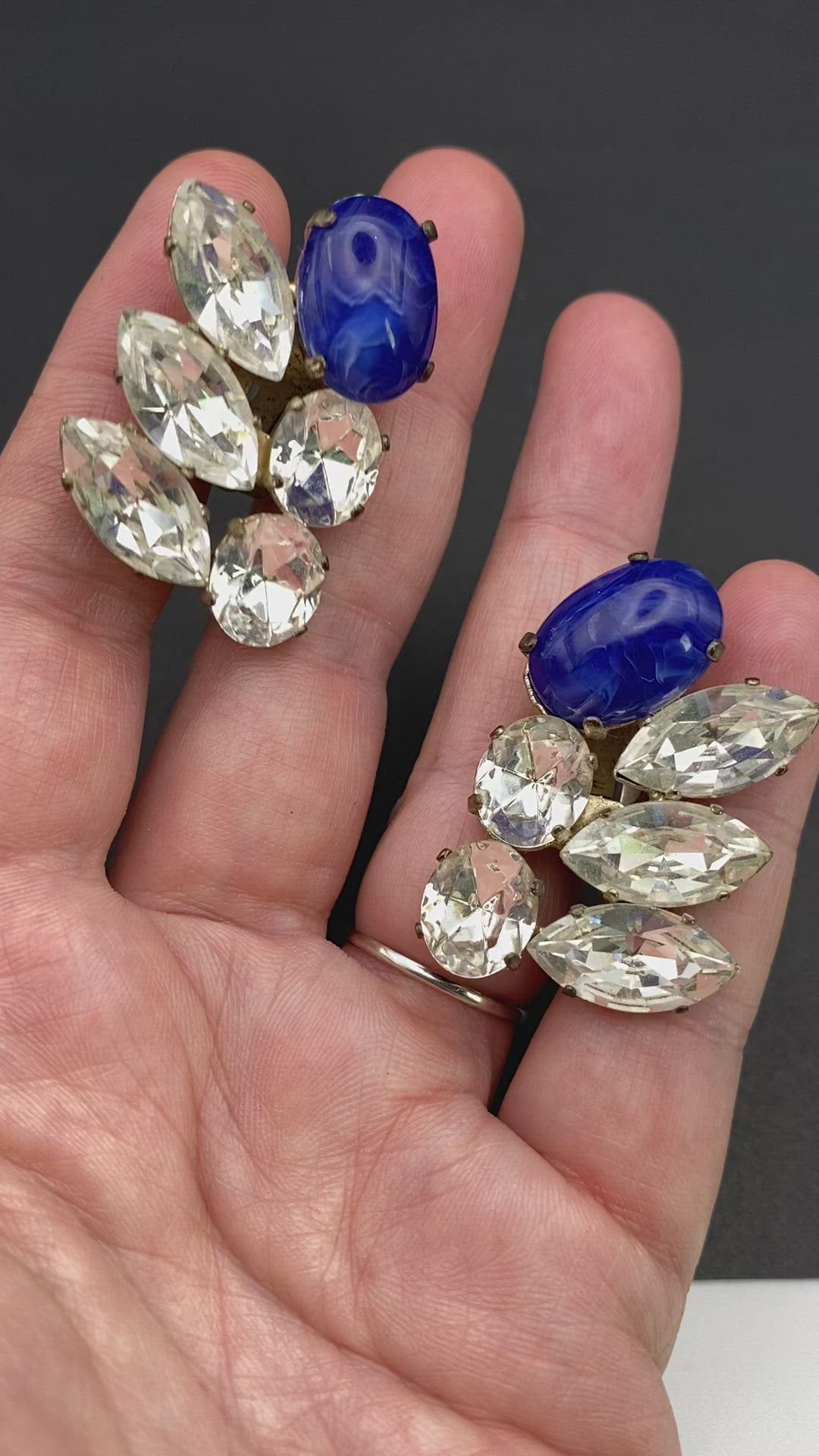 Huge Runway Statement Crystal Clips Set with Faux Crystal