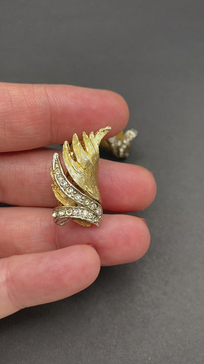 1950s Signed Jewelcraft Diamante Clip Earrings