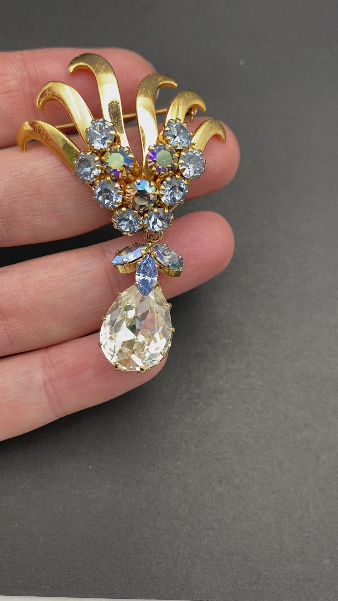 Lovely Crystal Drop Brooch