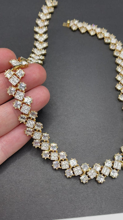 SOLD - Classic 1980s Attwood and Sawyer Diamanté Collar Necklace