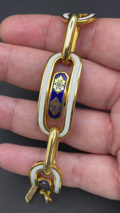 Superb Elegant High Quality Enamel and Gold Metal Link Bracelet