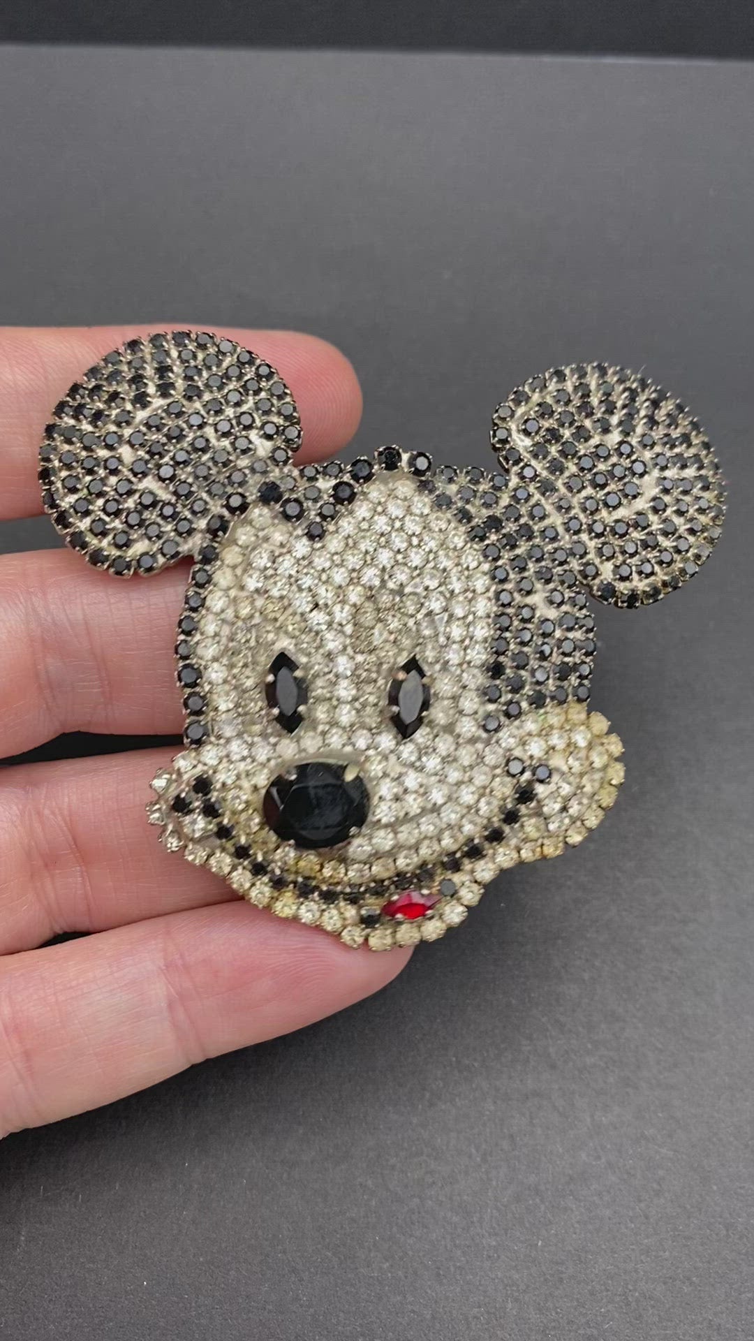 1980s Diamanté Mickey Mouse Brooch by Disney