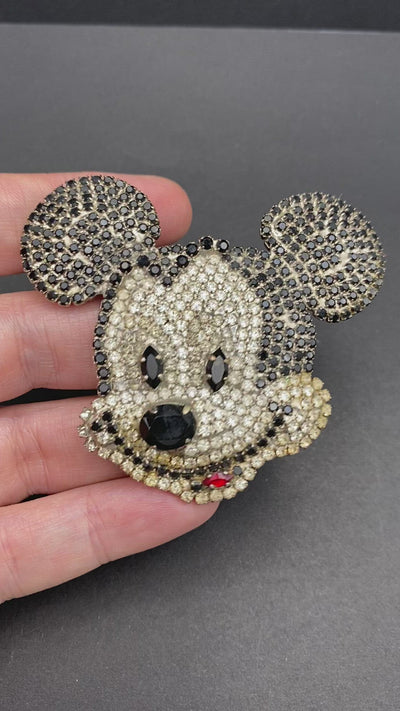 1980s Diamanté Mickey Mouse Brooch by Disney