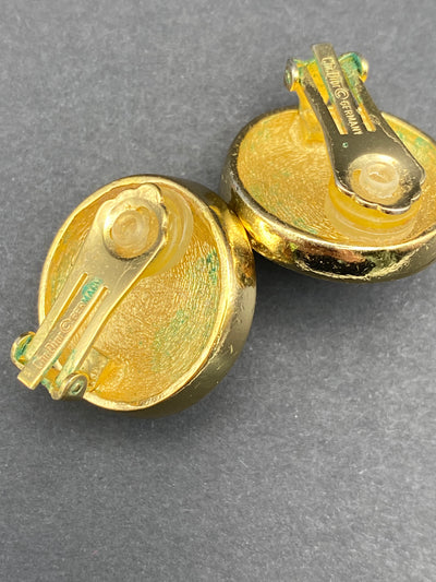 1980s Christian Dior Faux Pearl & Diamanté Clip on Earrings