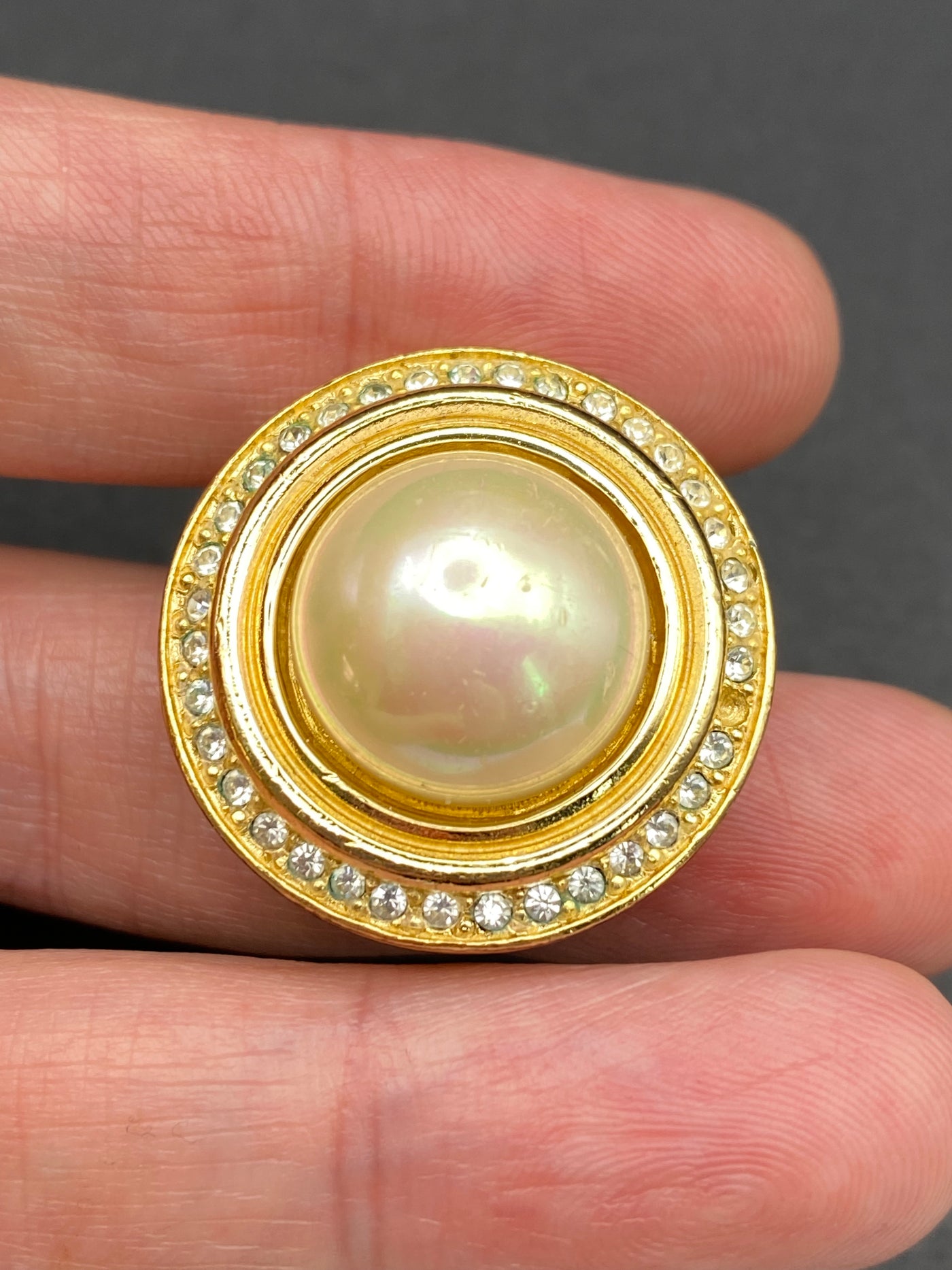 1980s Christian Dior Faux Pearl & Diamanté Clip on Earrings