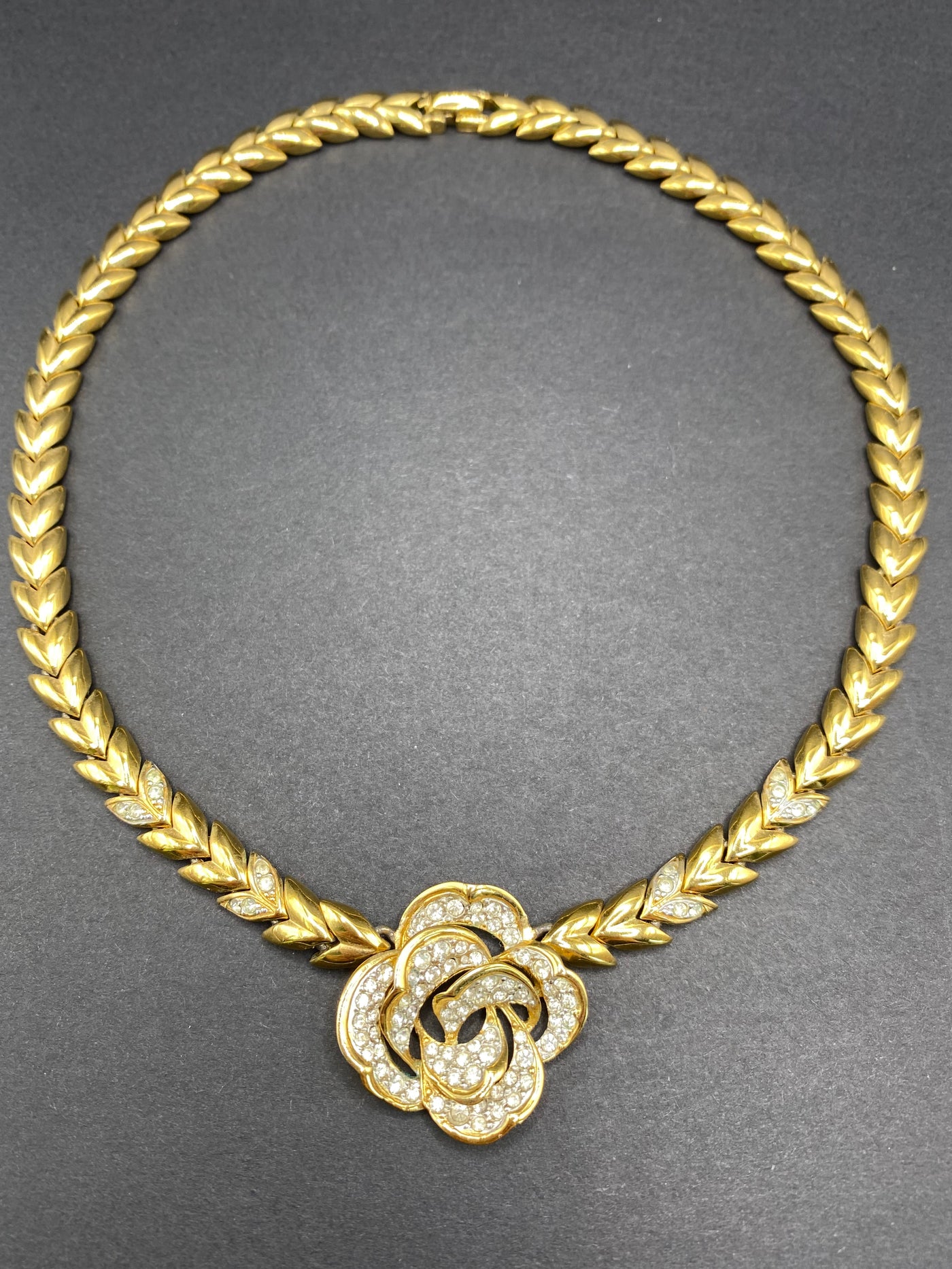 Simple Elegant Faux Gold & Diamanté Collar Necklace by D’Orlan