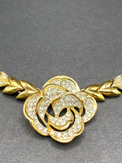 Simple Elegant Faux Gold & Diamanté Collar Necklace by D’Orlan