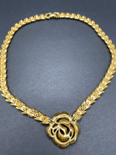 Simple Elegant Faux Gold & Diamanté Collar Necklace by D’Orlan