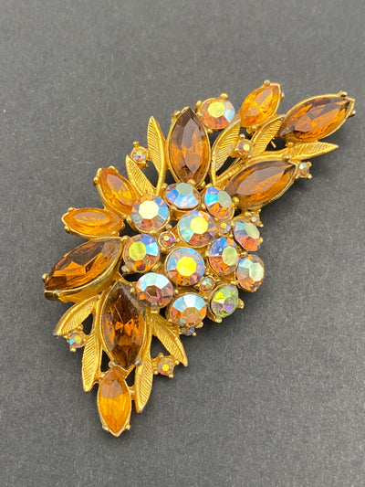 1950s Large Signed Sphinx Diamanté Brooch