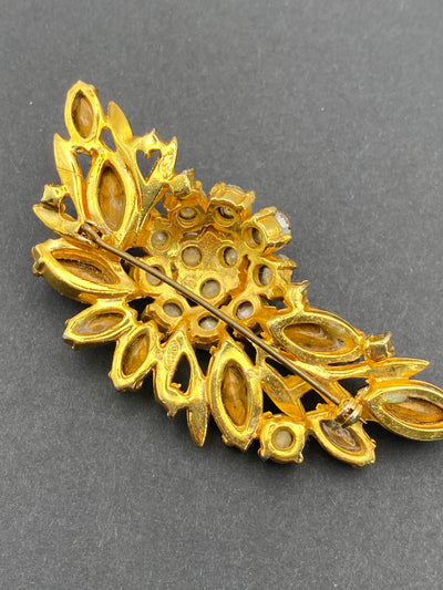 1950s Large Signed Sphinx Diamanté Brooch