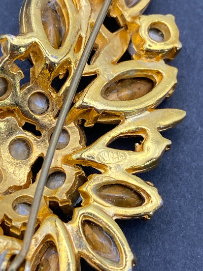 1950s Large Signed Sphinx Diamanté Brooch