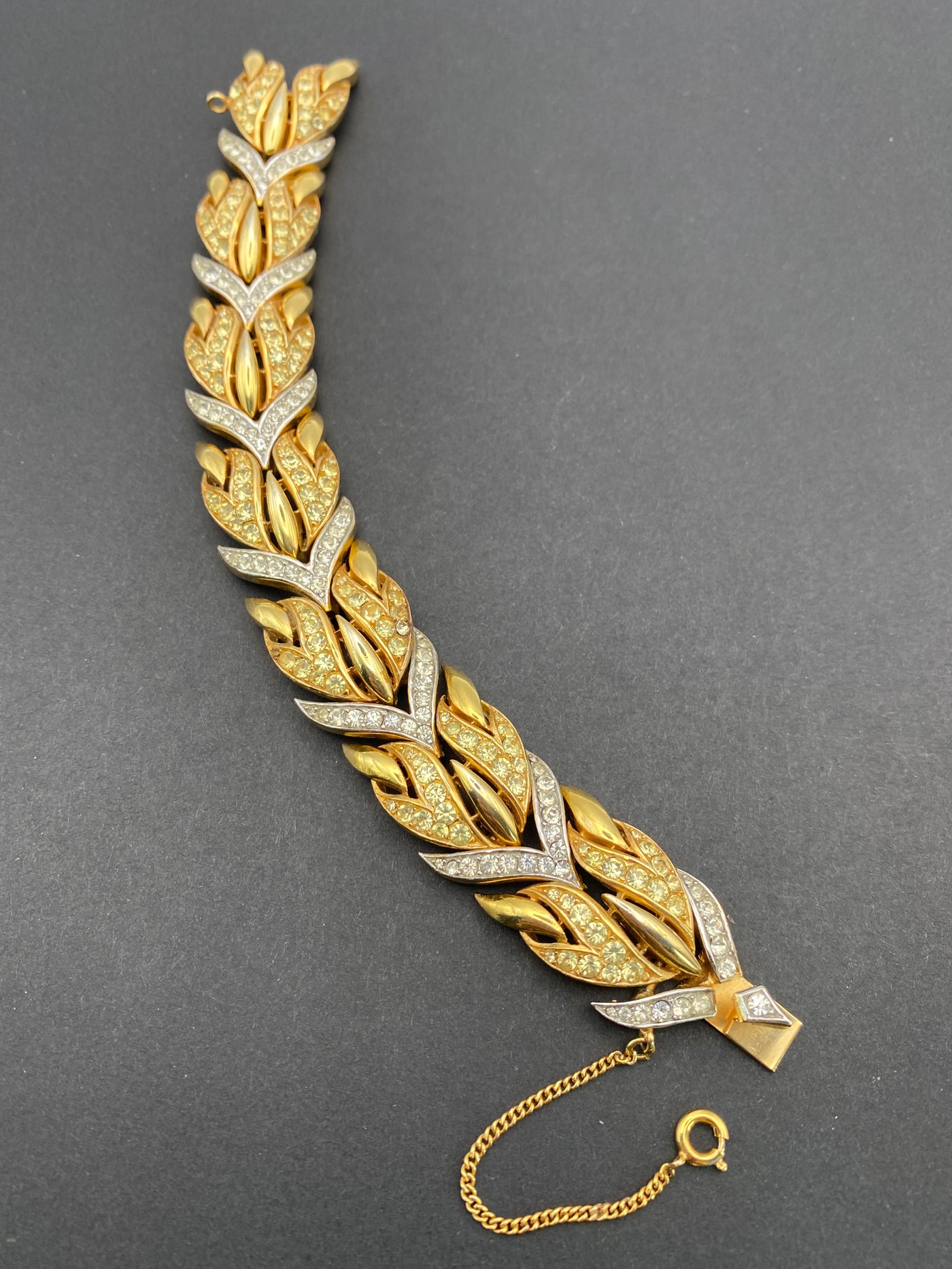 SOLD - 1950s Signed Trifari Diamanté Articulated Bracelet
