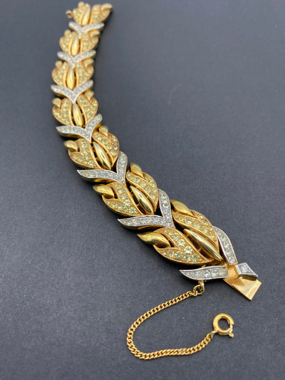 SOLD - 1950s Signed Trifari Diamanté Articulated Bracelet