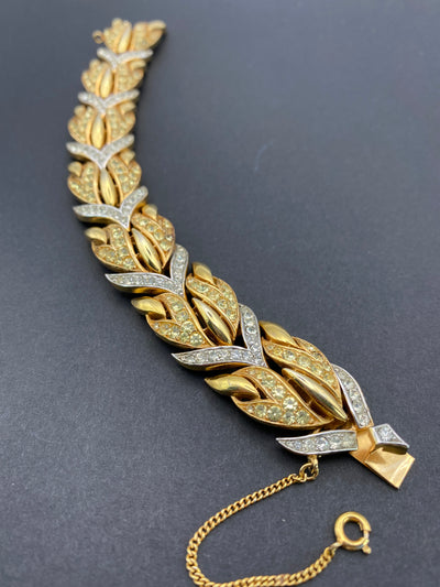 SOLD - 1950s Signed Trifari Diamanté Articulated Bracelet