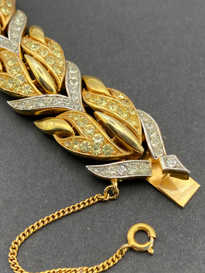 SOLD - 1950s Signed Trifari Diamanté Articulated Bracelet