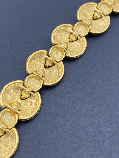1980s Faux pearl & Gold Metal Aztec inspired Bracelet