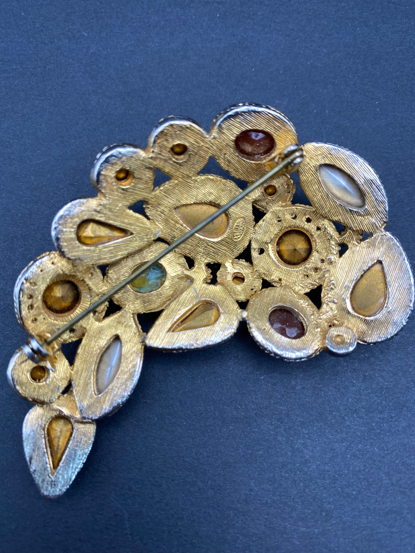 Signed Sphinx Brooch Encrusted with Multi Coloured Diamanté’s & Glass Gems