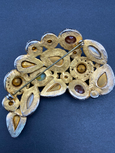 Signed Sphinx Brooch Encrusted with Multi Coloured Diamanté’s & Glass Gems