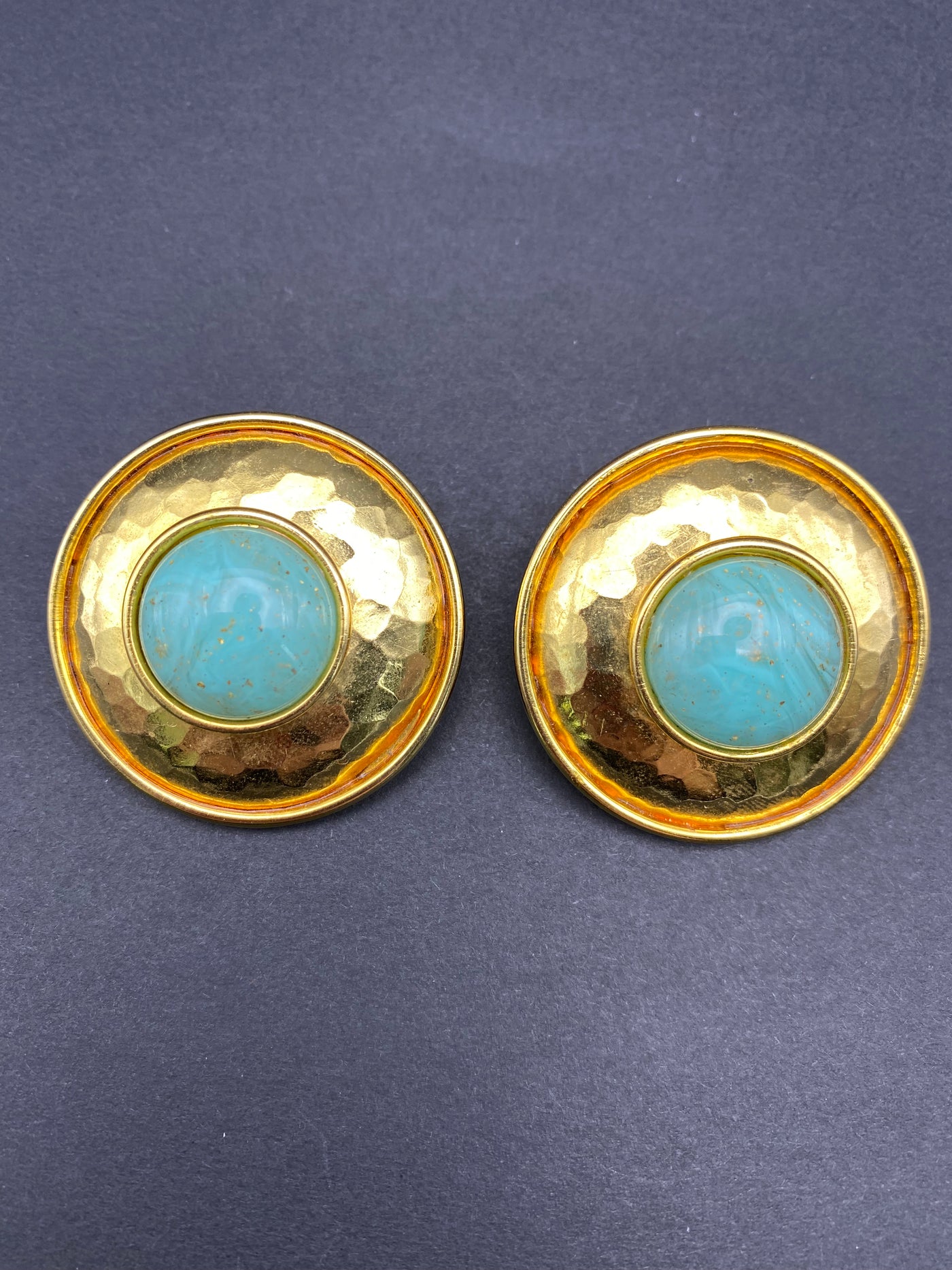 Les Bernard signed modernist 1980s runway clip earrings
