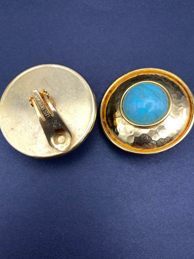 Les Bernard signed modernist 1980s runway clip earrings