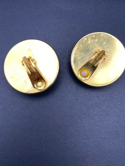 Les Bernard signed modernist 1980s runway clip earrings
