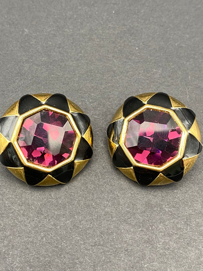 Signed Swarovski Swan Quality Crystal Clip On Earrings