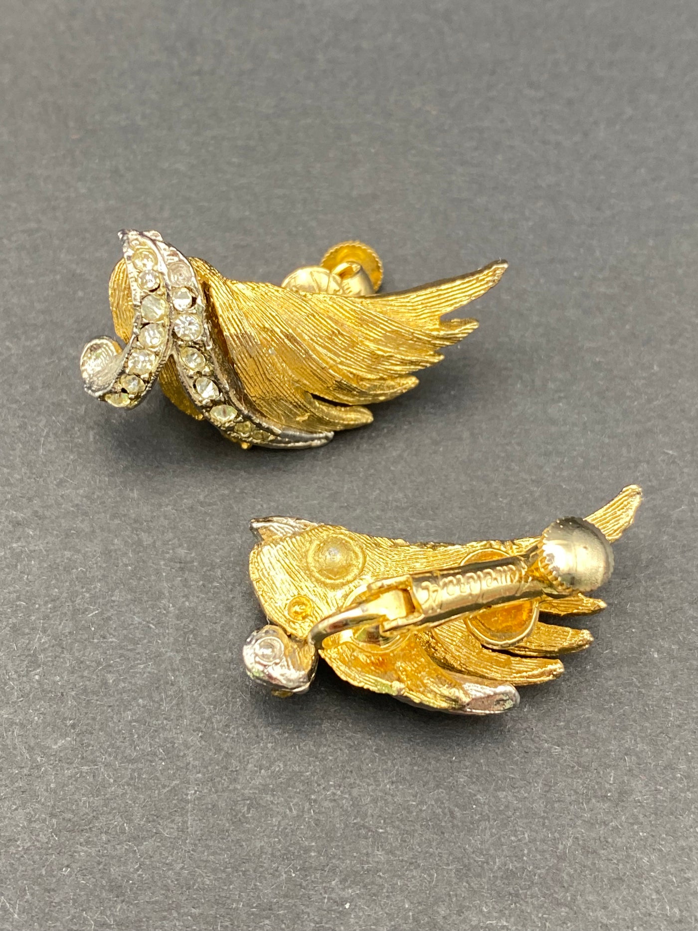 1950s Signed Jewelcraft Diamante Clip Earrings
