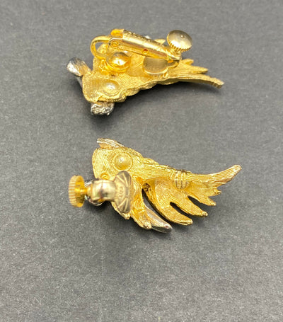 1950s Signed Jewelcraft Diamante Clip Earrings