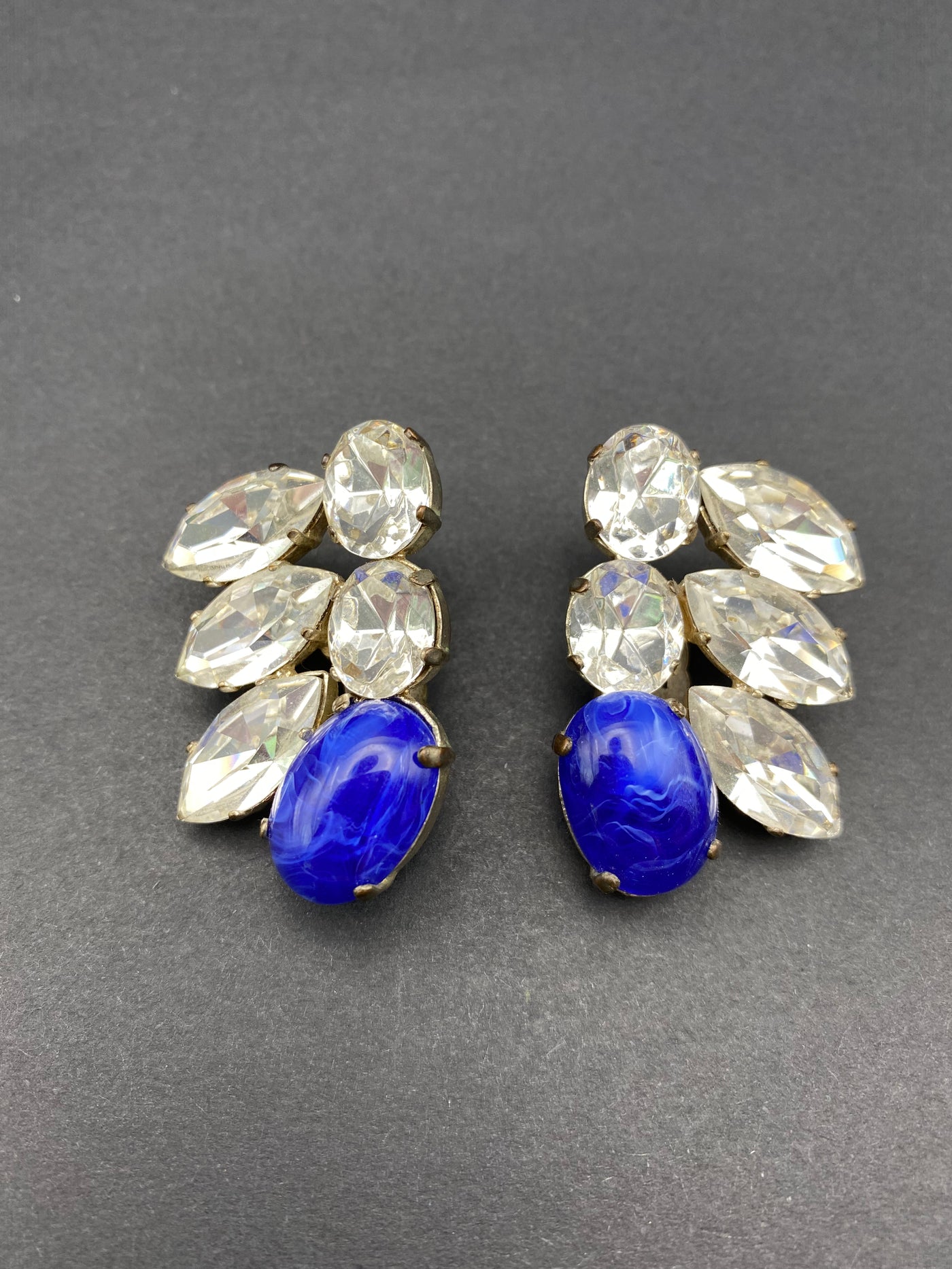 Huge Runway Statement Crystal Clips Set with Faux Crystal