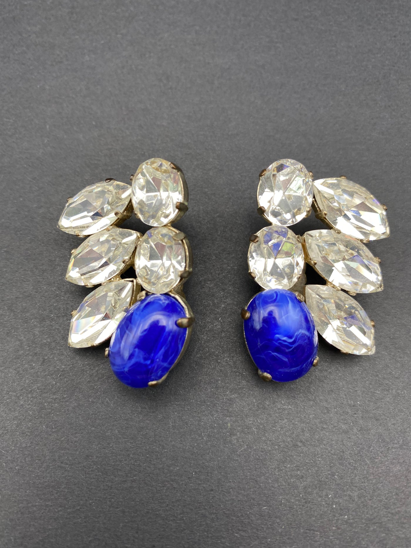 Huge Runway Statement Crystal Clips Set with Faux Crystal
