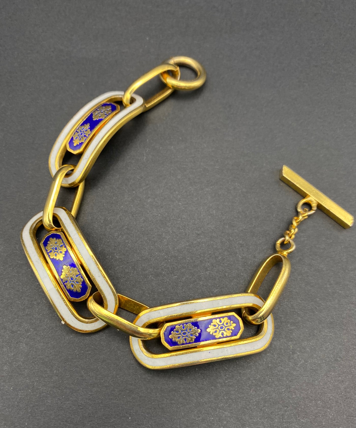 Superb Elegant High Quality Enamel and Gold Metal Link Bracelet