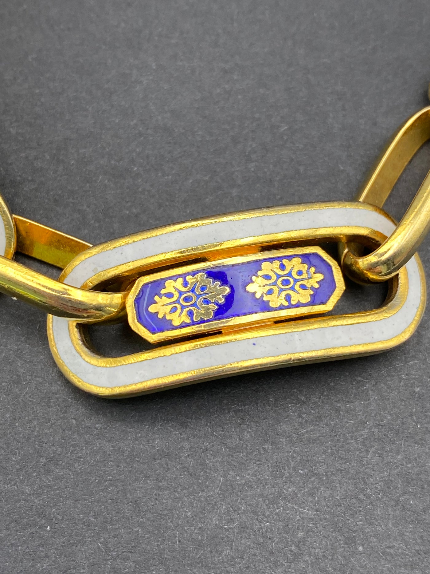 Superb Elegant High Quality Enamel and Gold Metal Link Bracelet