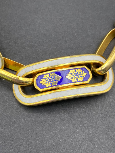 Superb Elegant High Quality Enamel and Gold Metal Link Bracelet