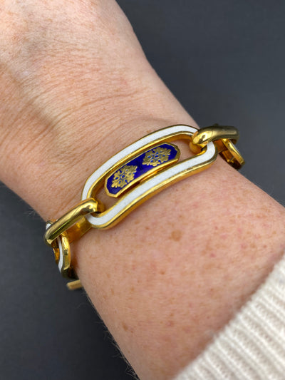 Superb Elegant High Quality Enamel and Gold Metal Link Bracelet