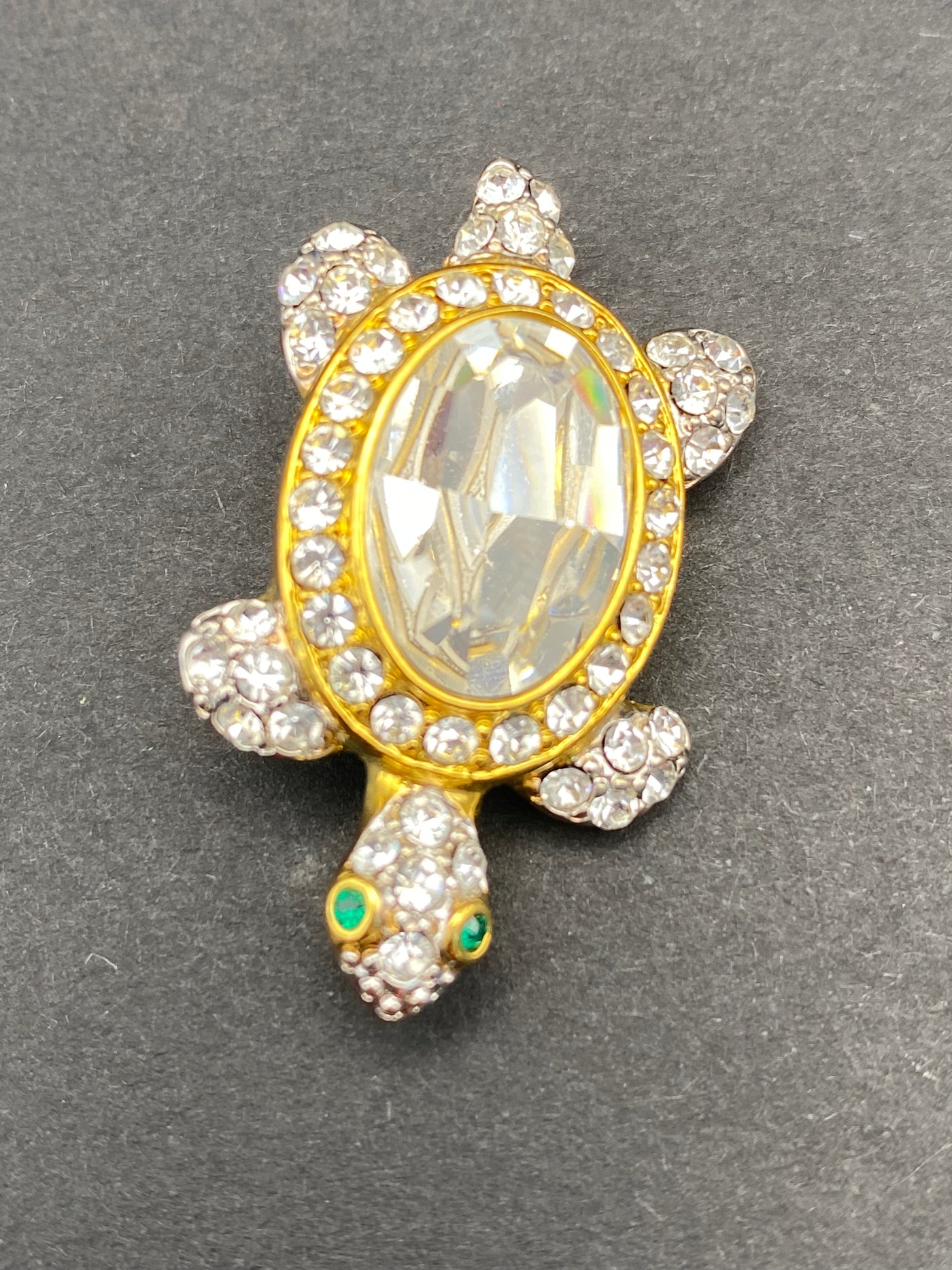 Adorable Crystal Turtle Brooch