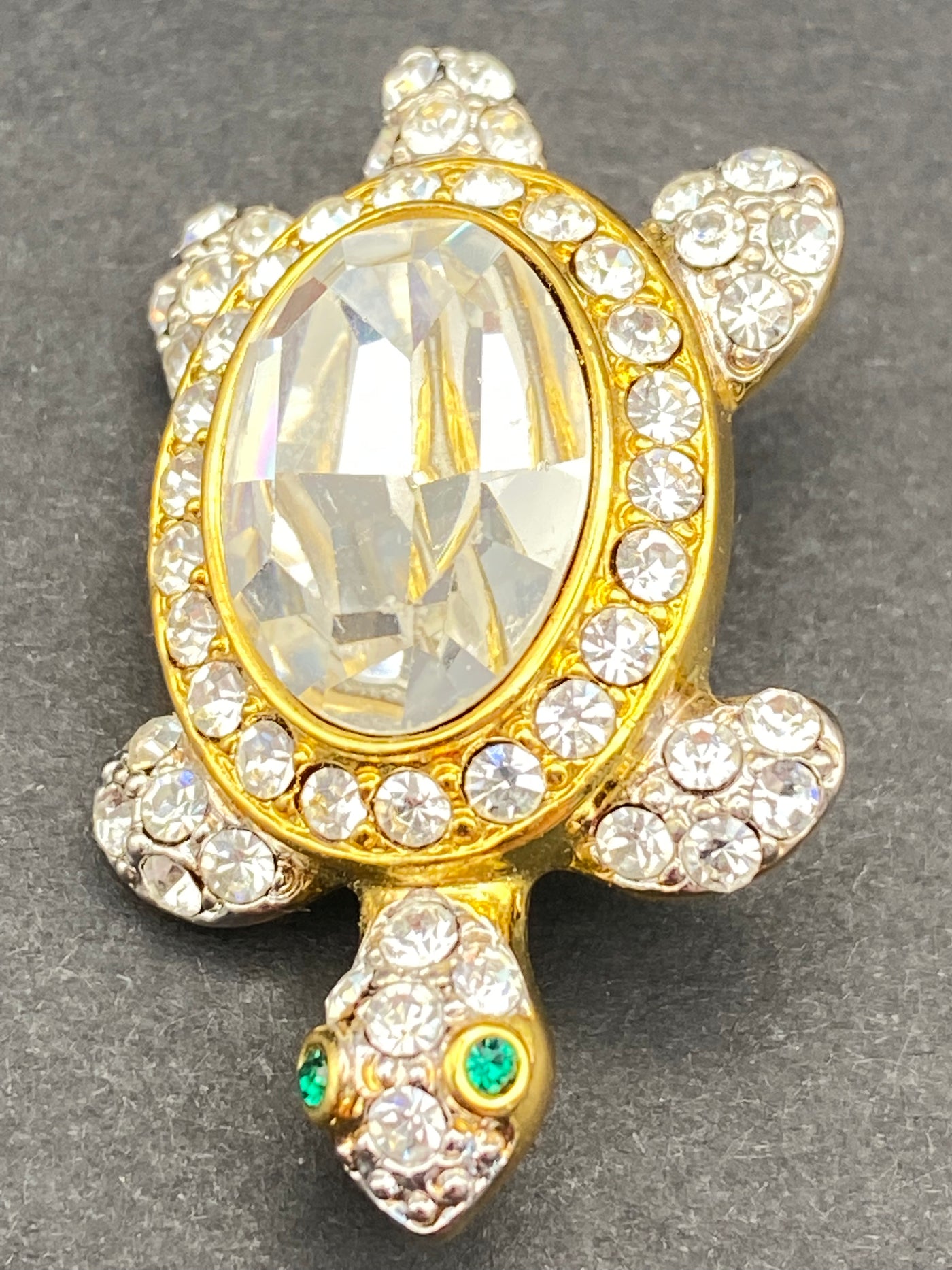 Adorable Crystal Turtle Brooch