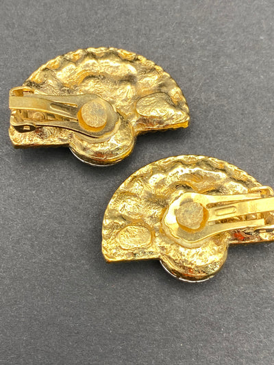 1980s Chic Runway Clip on Earrings with Aurora Borealis Crystals