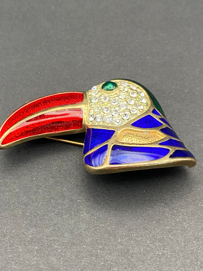 Enamel & Diamanté Set Bird Brooch