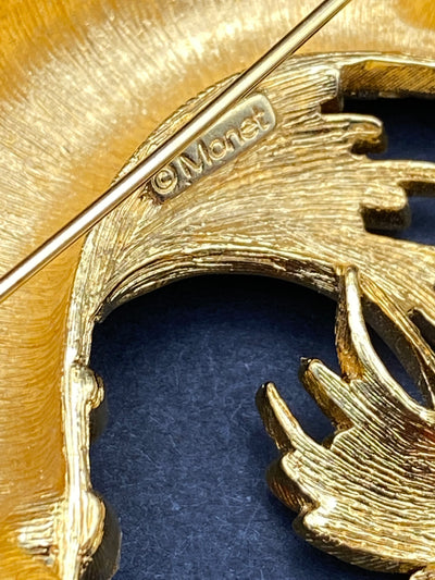 Rare Signed Monet Fish Brooch Set with Large Diamanté Eyes