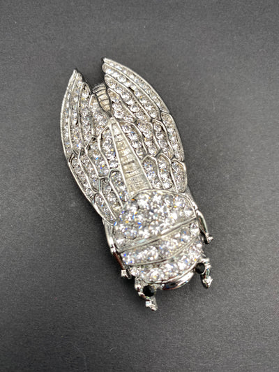 Huge Modern Repro Impressive Diamanté Cicada Brooch