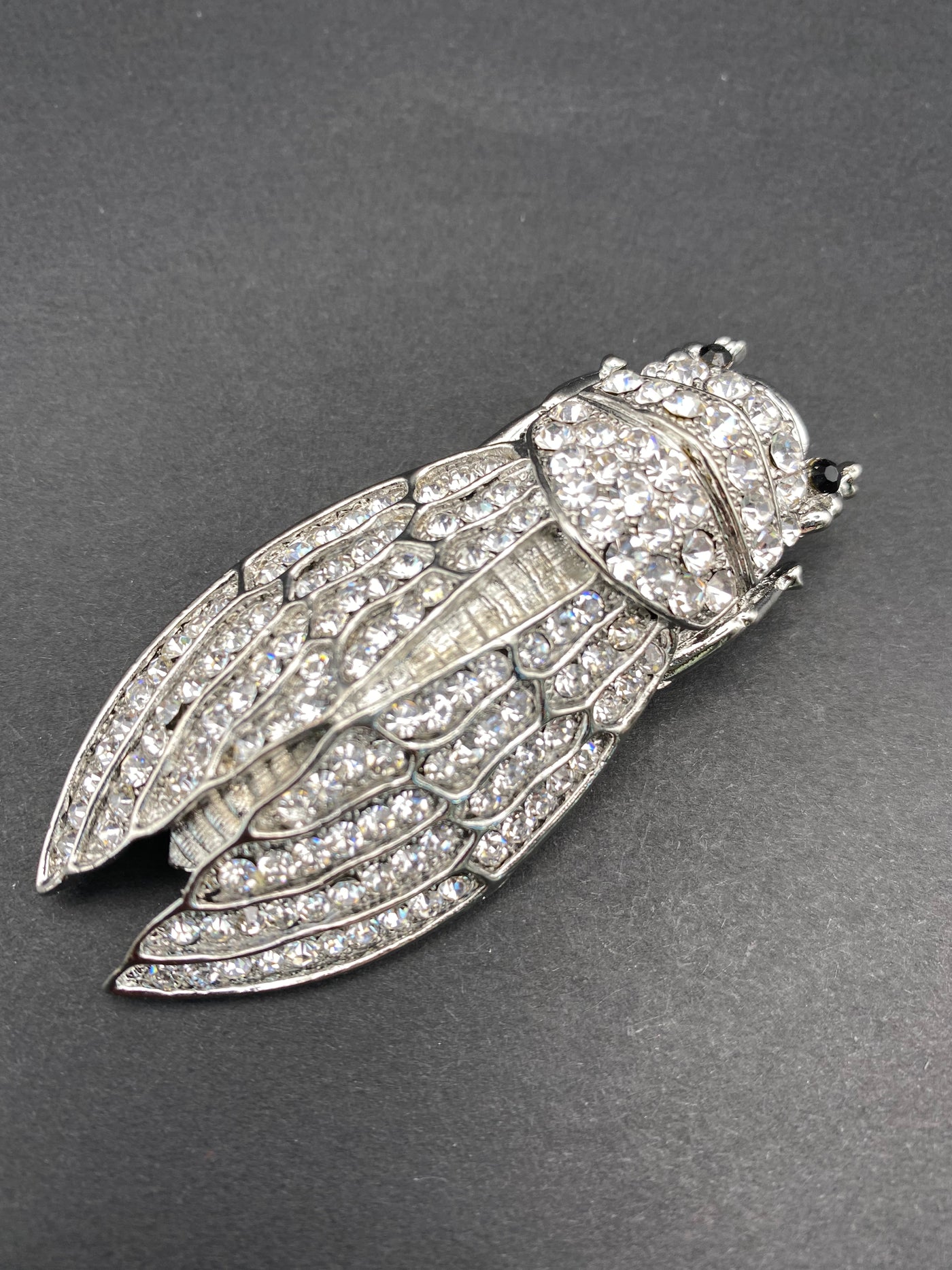 Huge Modern Repro Impressive Diamanté Cicada Brooch