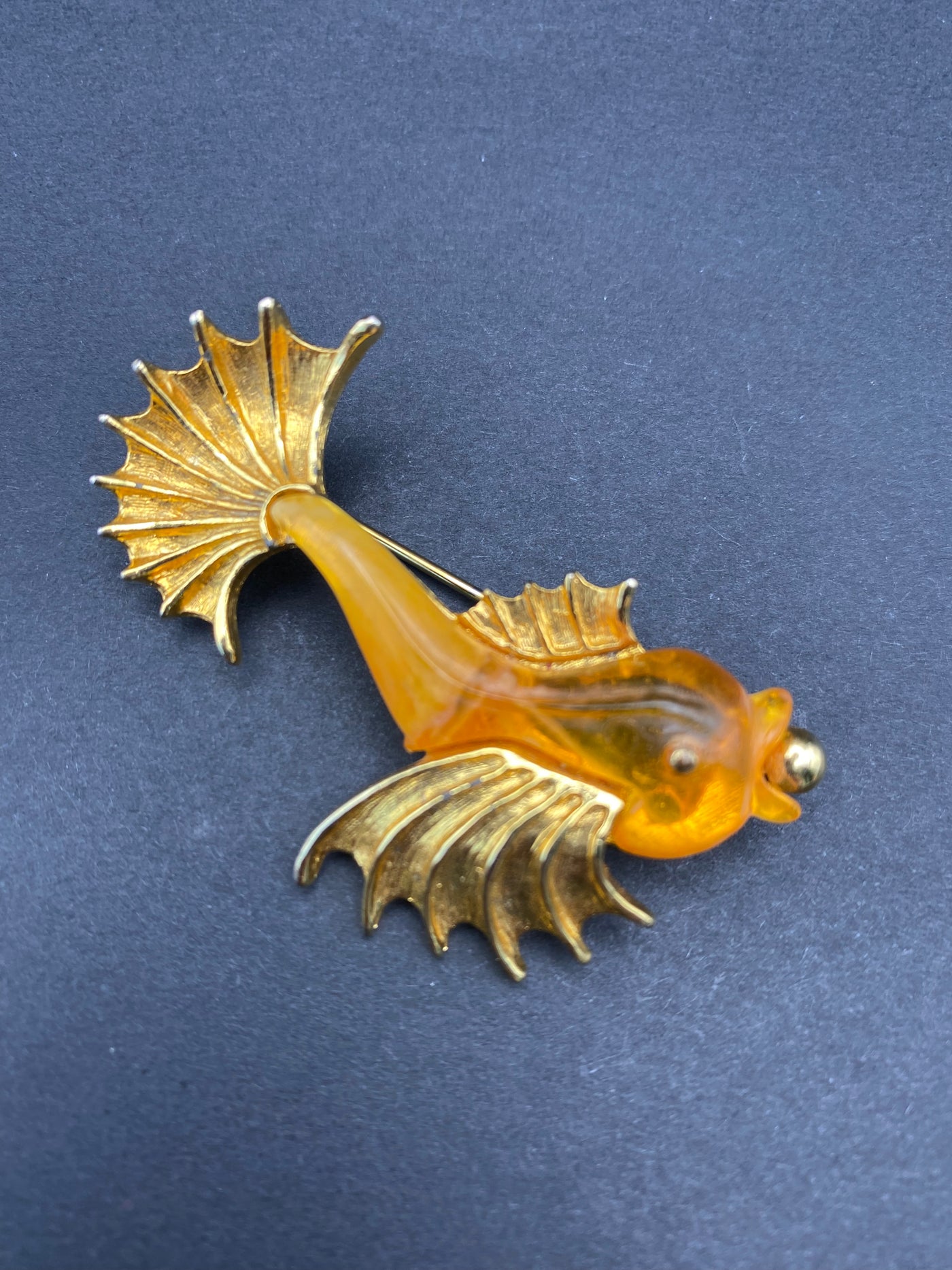 Rare Signed Sphinx Fish Brooch
