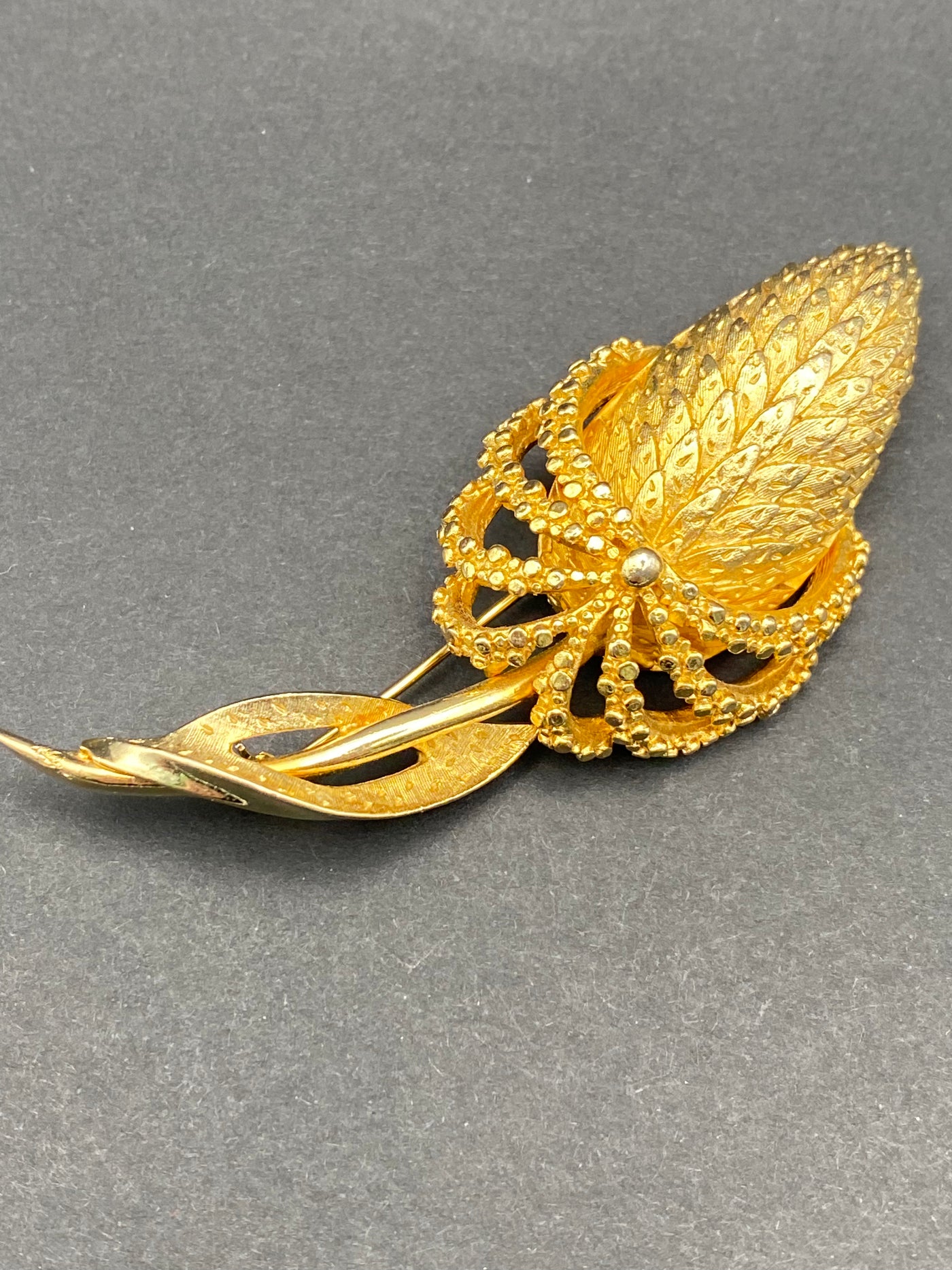 1960s Faux Gold Flower Brooch