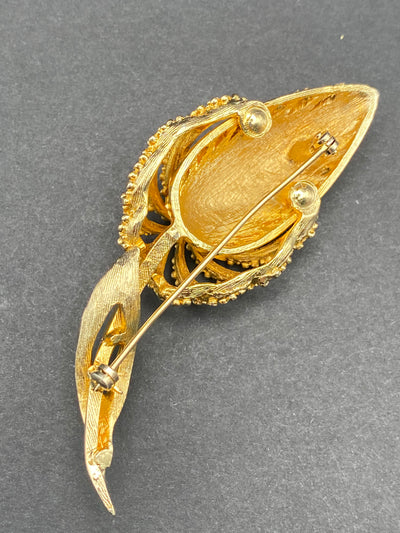 1960s Faux Gold Flower Brooch