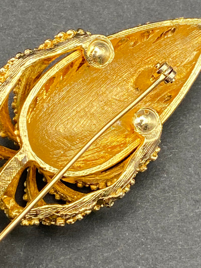 1960s Faux Gold Flower Brooch