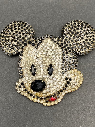1980s Diamanté Mickey Mouse Brooch by Disney