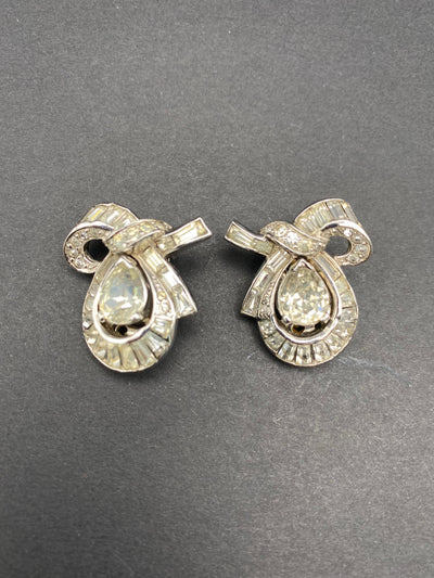 1950s Signed Weiss Diamanté Crystal Clips