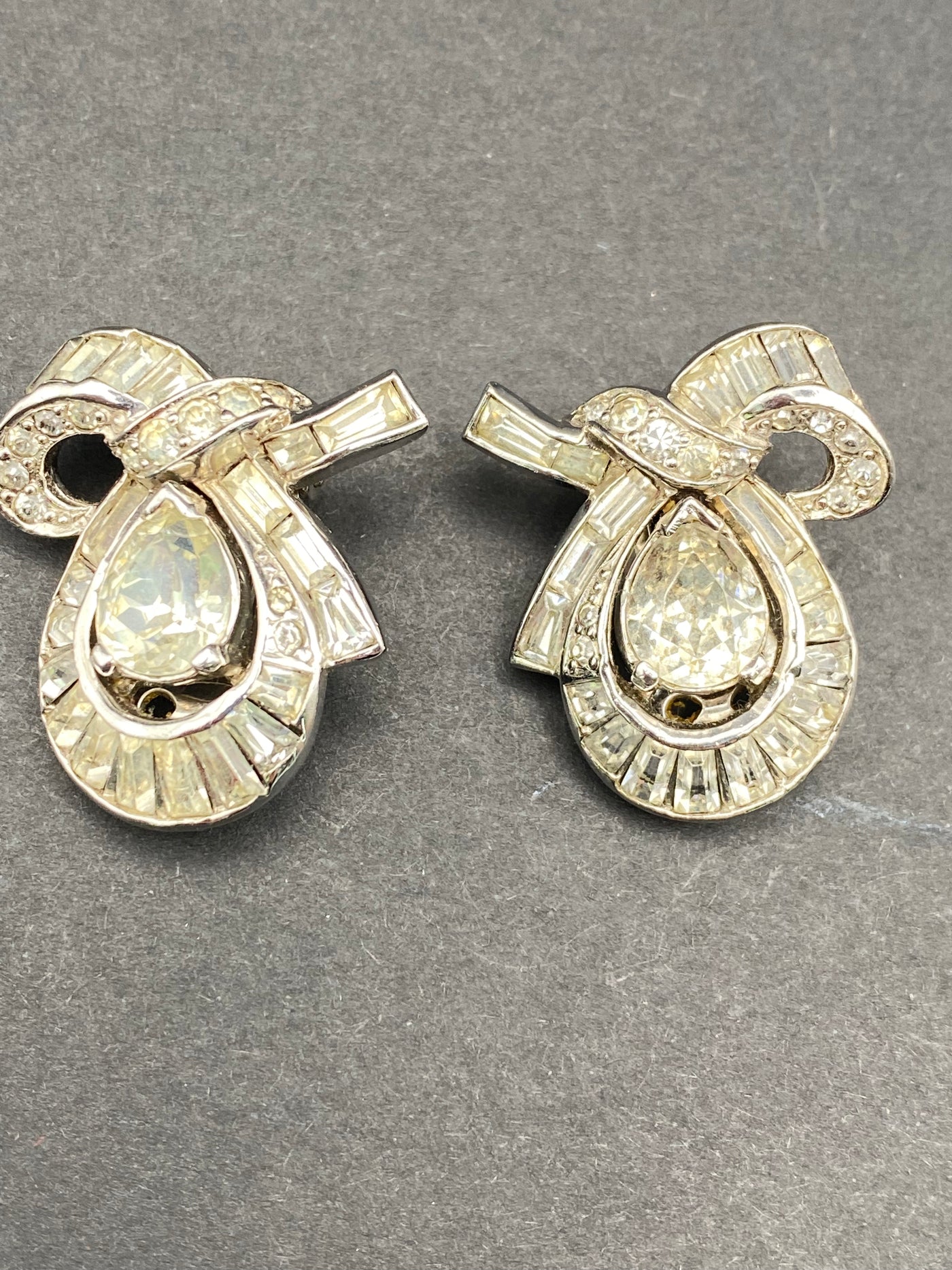 1950s Signed Weiss Diamanté Crystal Clips