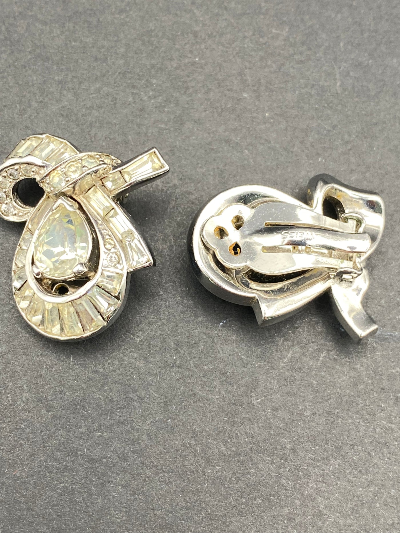 1950s Signed Weiss Diamanté Crystal Clips
